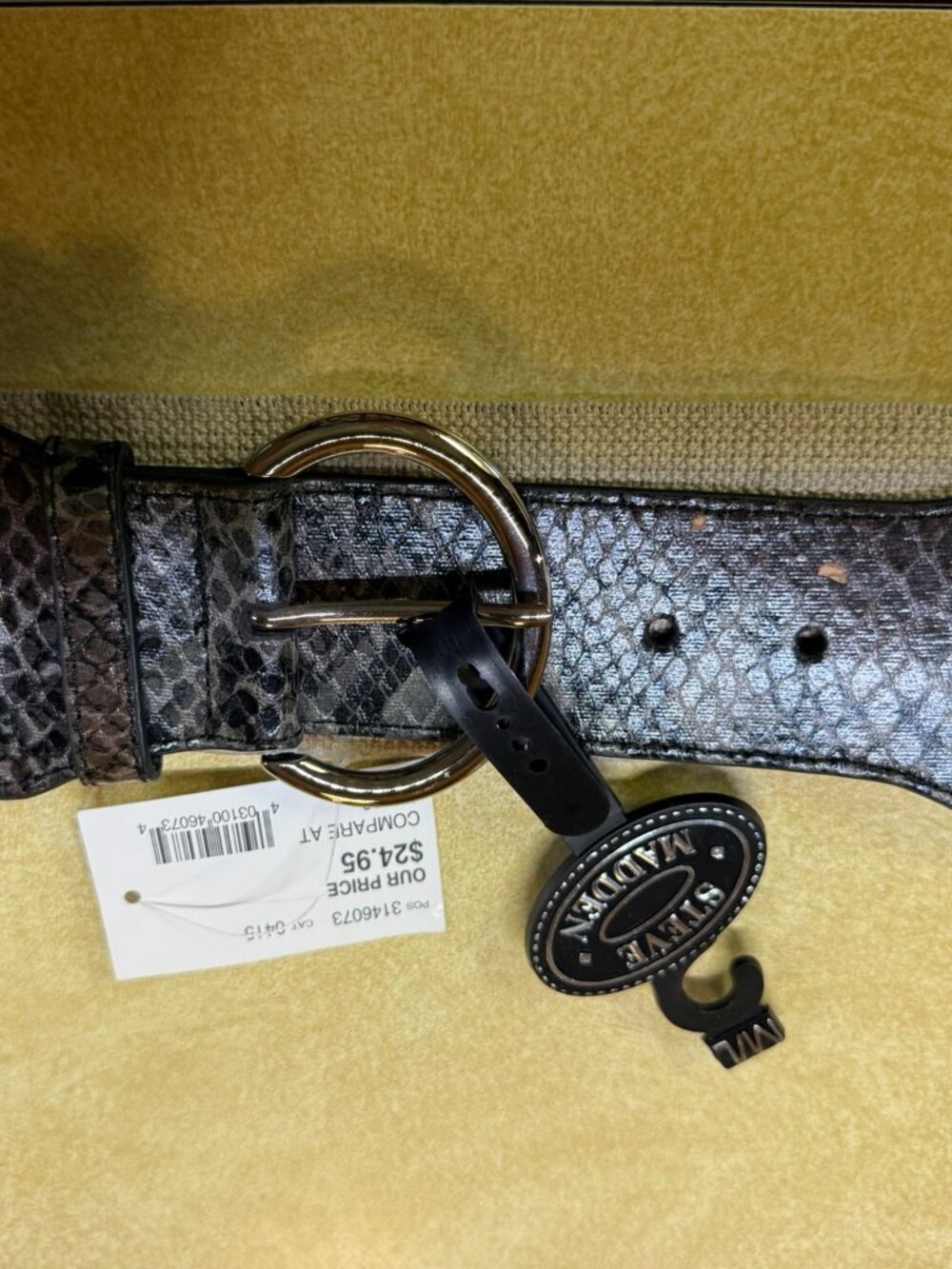 Steve Madden Snake Print Buckle, Woven Belt - Size M/L